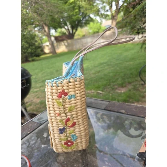 Vintage Fun Summer Tote Purse Bag Corn, Husk, With Flowers And Butterflies Pic's - Picture 4 of 7